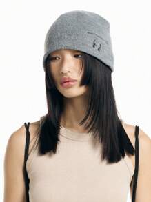 1頂帶圓圈的灰色kpop無邊帽適用於女性男性,y2k無邊帽髮帽,嘻哈軟彈橡筋編織寬鬆帽,圓形針織帽子與冬季帶條紋帽,y2k配件,崩潰哥特風寬鬆帽子,我愛我的男朋友,送男友的街頭禮物