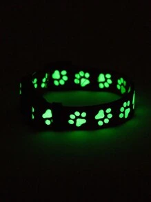 Glow In The Dark Paw Print Pet Collar, Suitable For Dogs And Cats Indoor And Outdoor Use - Baby Blue - View 5