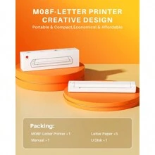 Impresora Portátil Sin Tinta M08f, Impresora Portátil Inalámbrica De Viaje, Impresora Térmica Compatible Con Papel De 8,5" X 11", Impresora Mini Para Teléfonos Móviles - Blanco - Ver 6