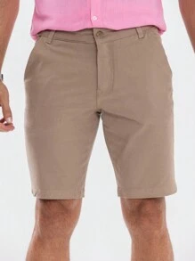 Urban Zone Jeans Men Shorts - 卡其色 - 查看 7