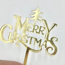 10pcs Acrylic Cake Toppers For Party, Christmas, Birthday Cake Decorations,Christmas