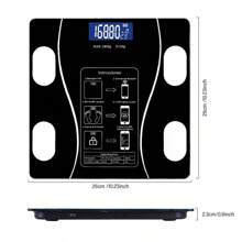 Escala de Grasa Corporal, Báscula Inteligente Bluetooth 4.0 Digital Analizador de Composición Corporal, 70 datos Relacionados alta precisión Compatible con Android y IOS - Negro - Ver 3
