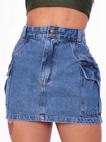 Women Denim Skirts - Rửa trung bình - Xem 1