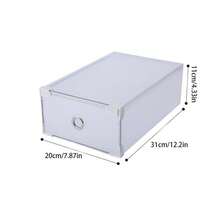 1pc Drawer Style Shoe Box Table Desktop Storage Box, Dustproof, Makeup And Cosmetic Organized Container, White - White - View 11