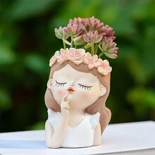 1 件創意樹脂仙女桌面花盆,陽台園藝多肉植物盆,設計獨特,適合家居裝飾 - 白色 - 查看 2
