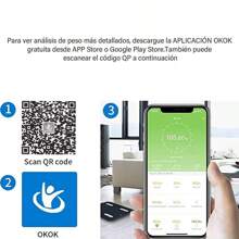 Escala de Grasa Corporal, Báscula Inteligente Bluetooth 4.0 Digital Analizador de Composición Corporal, 70 datos Relacionados alta precisión Compatible con Android y IOS - Negro - Ver 6