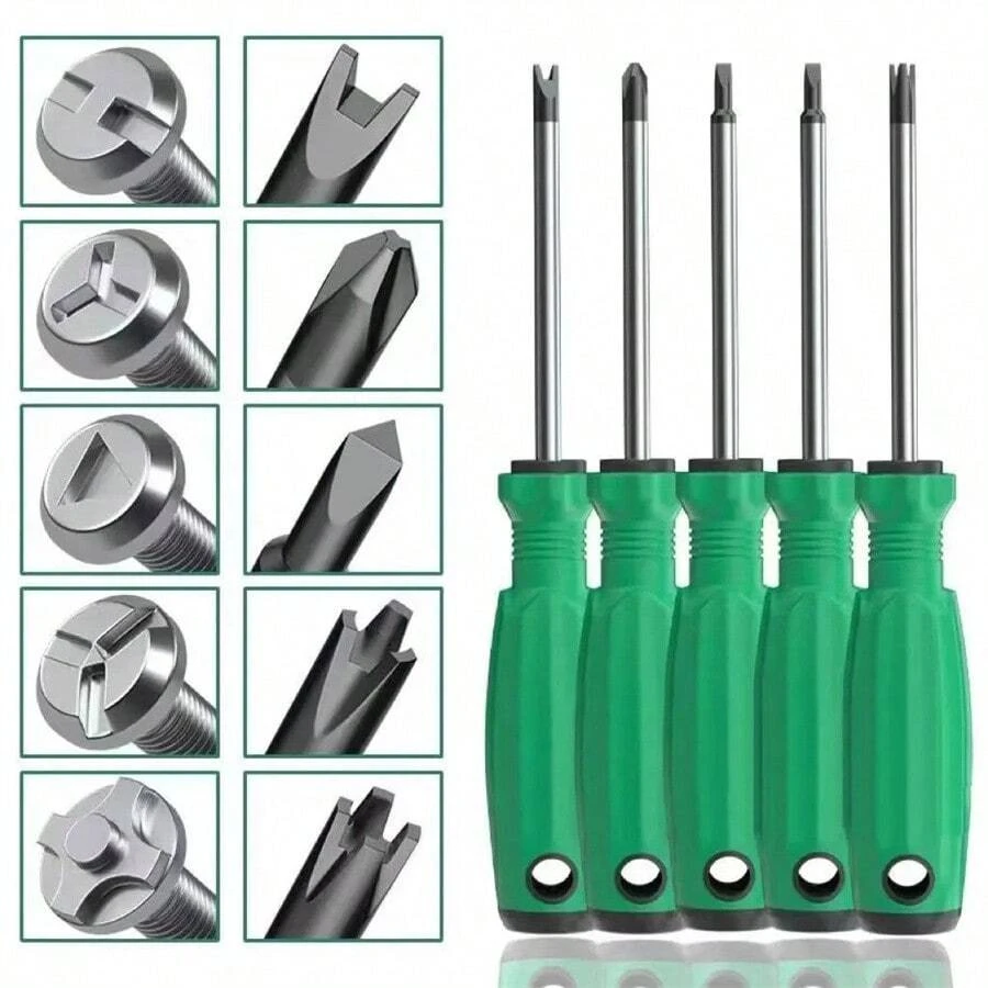 Juego Completo De Destornillador Triangular De Forma Especial, Con Tres Filos, Punta Magnética Para Casquillo, Destornillador Interno Tipo U E Y - Verde Oscuro - Ver 1