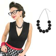 7入組50年代服飾配件,1950年代花樣洋裝貓眼眼鏡波卡圓點方巾系帶髮箍耳環女士們花樣洋裝適合女士女孩女士們兒童1950年代復古派對裝飾 - 黑與白 - 查看 5