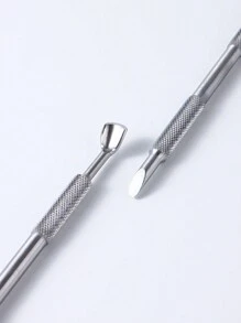 俄罗斯不锈钢角质层推去除器勺形修剪器金属双头手指死皮推美甲修脚工具，美甲用品，美甲工具，美甲艺术工具，返校季，美甲，美甲工具（适用于假指甲） - 彩色 - 查看 2