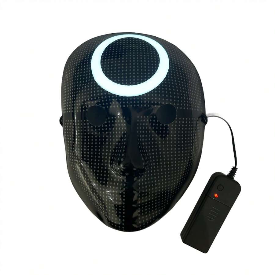 Máscara de Halloween con luz LED Juego Calamar Figura Circulo Cuadro Triángulo - Blanco y Negro - Ver 1