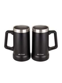 HIKEO Stainless Steel Beer Mug (2 Pcs Of 730 Ml Each) With Double Thermal Wall, Thermal Glasses For Water And Drinks, Beer Jar, Coffee Mugs, Up To 4 Hours Cold And 2 Hours Hot - Black - View 1