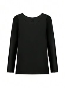 Black Thermal Underwear Women's Invisible Seamless Autumn And Winter Ultra-thin Bottoming Shirt New Long Sleeve - Black - View 4