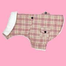 1pc Padded Pet Plaid Jacket With Adjustable Hook And Loop Design On Chest And Waist, Suitable For Various Cat And Dog Body Types, Autumn/Winter - Pink - View 1