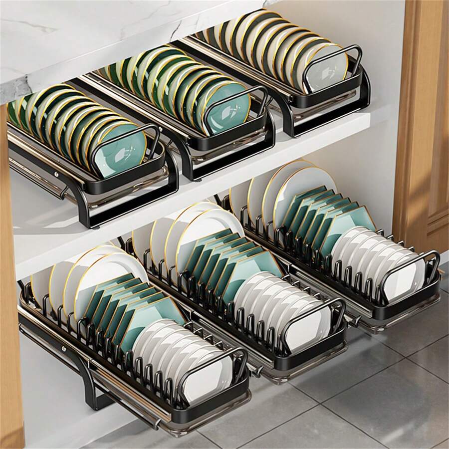 Kitchen Dish Storage Rack Builtin Diy Drawer Type Basket, Dish