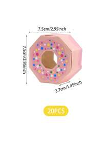 20 piezas Caja de regalo con forma de rosquilla poligonal rosa - Rosa - Ver 4