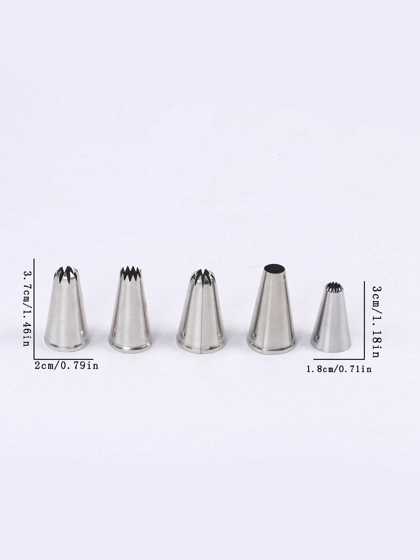 5 Pcs/Set Large Piping Tips Set,Stainless Steel Frosting Piping Kit