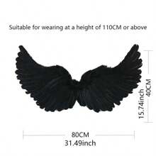 1 Angel Wing Accessory Carnival Halloween Large Black Wing Costume Prop - Black-medium - View 1