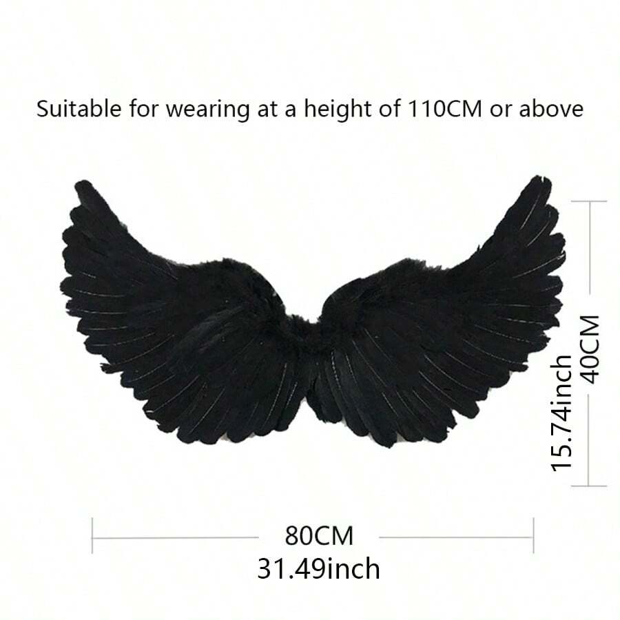 1 Angel Wing Accessory Carnival Halloween Large Black Wing Costume Prop - Black-medium - View 1