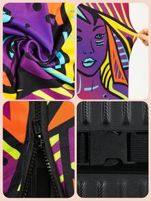 Dày Vỏ hành lý , Đàn hồi Vali Bảo vệ Tay áo , Phù hợp 18-30 Inch Nhẹ Chống bụi Du lịch Loại vỏ , Đúng mốt Hoạt hình Cô gái In Mẫu , Có thể giặt được Và Cao Bảo vệ - màu đen - Xem 5