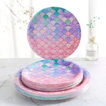 Mermaid Party Supplies Set, Mermaid Disposable Plates Napkins Cups, Party Decorations, Birthday Party Supplies Mermaid Plates Under The Sea Theme Party Disposable Paper Plates And Cups, Suitable For Mermaid Princess Birthday Parties,Christmas