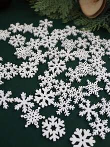 1 bộ đồ trang trí tiệc Giáng sinh hình bông tuyết bằng gỗ, vật trang trí bàn theo chủ đề màu trắng sáng tạo - trắng - Xem 4