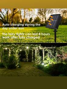 110英尺300led太陽能戶外串燈,童話花園燈適用於假期,防水聖誕花園庭院裝飾