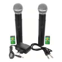 2 Microfones Dinâmico Sem Fio Uhf P/ Mesa De Som + Receptor - Preto - Visão 4