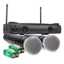 2 Microfones Dinâmico Sem Fio Uhf P/ Mesa De Som + Receptor - Preto - Visão 2