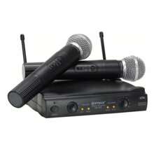 2 Microfones Dinâmico Sem Fio Uhf P/ Mesa De Som + Receptor - Preto - Visão 1