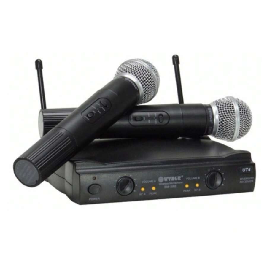 2 Microfones Dinâmico Sem Fio Uhf P/ Mesa De Som + Receptor - Preto - Visão 1