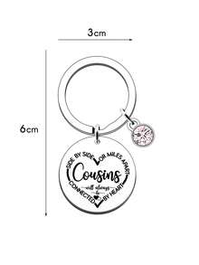 2023年新款不銹鋼兄弟之愛圓形掛飾鑰匙扣,理想的表弟/表姊禮物、節日禮物、紀念禮物,1入組 - 彩色 - 查看 5