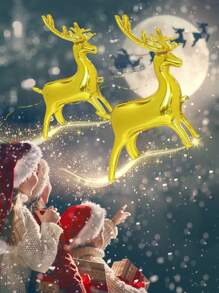 2pcs Christmas Reindeer Balloons, Christmas Decorative Balloons, Gold Reindeer Foil Balloons, Inflatable Standing Reindeer Christmas New Year Party Decorations, Suitable For Christmas Decoration, Christmas Party, Christmas Themed Events And Scene Decoration, Yard Decoration, Merry Christmas, Reindeer Theme, New Year Party Home Decor, Holiday Party Decorations - Gold - View 4