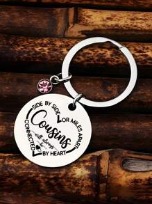 2023年新款不銹鋼兄弟之愛圓形掛飾鑰匙扣,理想的表弟/表姊禮物、節日禮物、紀念禮物,1入組 - 彩色 - 查看 4