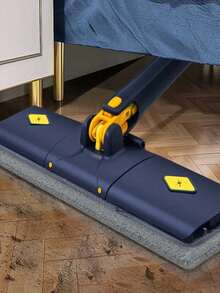 Household Cleaning Mop, No Hand Wash Flat Mop, Dry And Wet Dual-Use Mop, Reusable And Durable Cleaning Mop For Floor, Wall, Bathroom, Easy To Clean And Operate, 360° Rotating House Cleaning - 藍色 - 查看 6