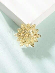 1pc Gold-tone Alloy Brooch Pin With Rhinestone Decoration - Suitable For Daily Wear With Shirts And Dresses - Gold - View 4