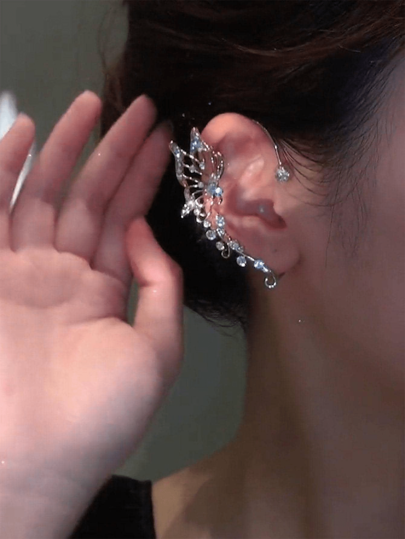 Orecchino A Morsetto Ear Cuff Con Strass – Colore Argento – Justfox