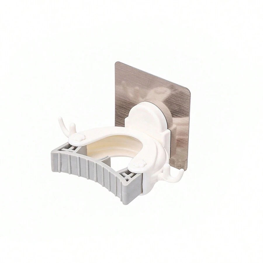 1個掃把掛架,掃把收納架,掃把夾牆掛,收納架,塑料拖把夾壁掛膠粘掛式收納架,多功能浴室收納架