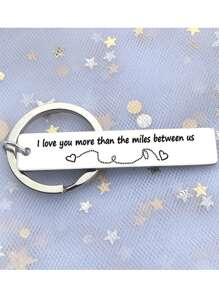1件男女朋友情侶禮物,我愛你鑰匙扣,彼此之間的距離不再遙遠,生日/周年紀念/聖誕紀念品 - 銀色 - 查看 1