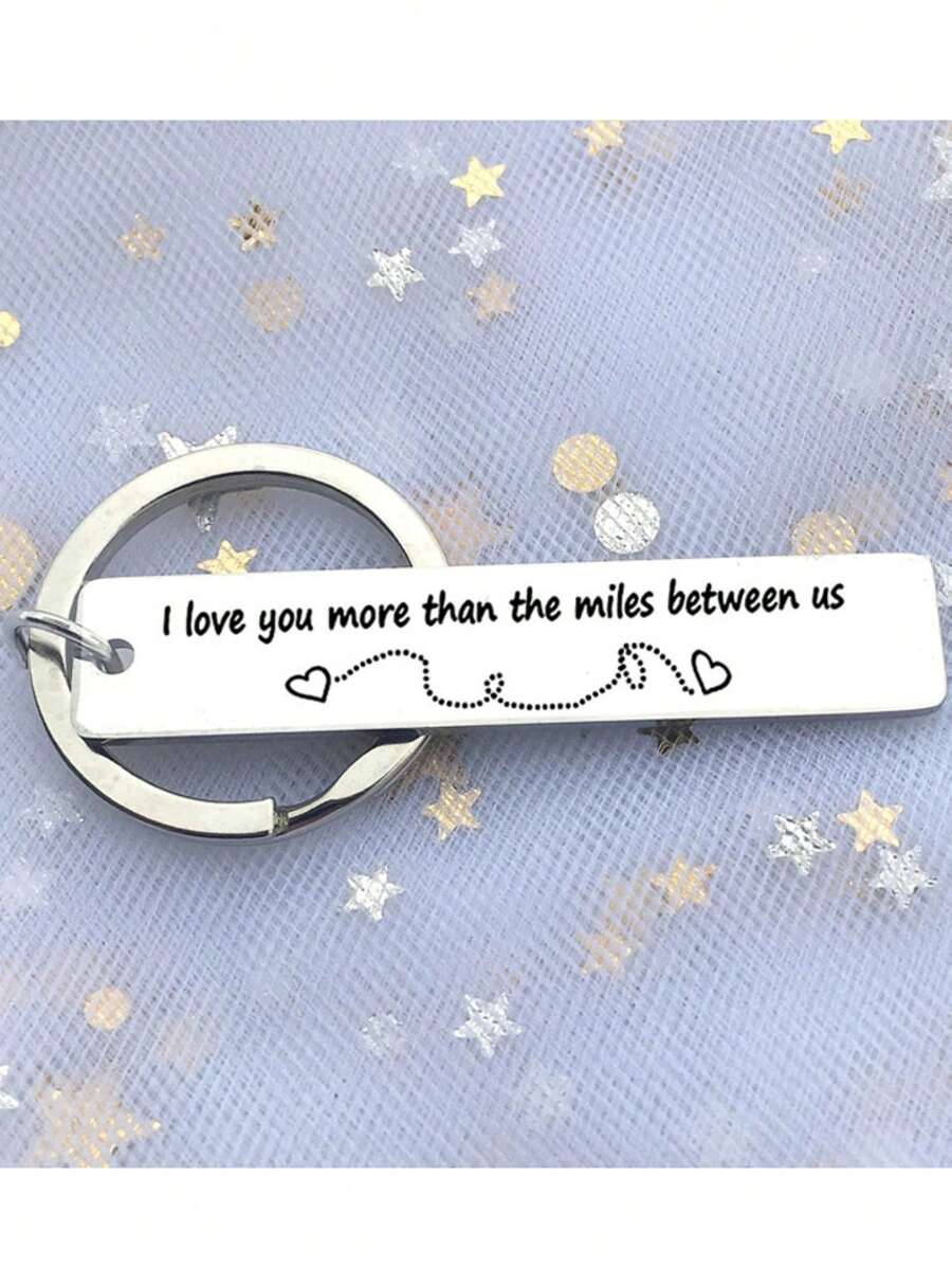 1件男女朋友情侶禮物,我愛你鑰匙扣,彼此之間的距離不再遙遠,生日/周年紀念/聖誕紀念品 - 銀色 - 查看 1
