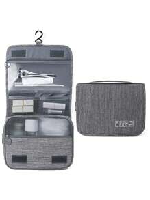 旅行掛式盥洗包乾濕分離旅行便攜盥洗包防水化妝旅行包 - 灰色 - 查看 1