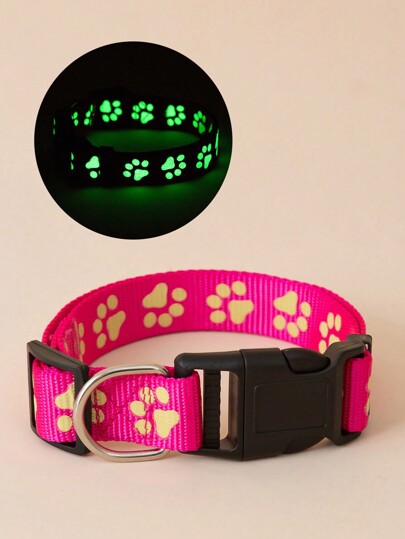 Pet Collar Footprint Pattern Collar Fluorescent Night Vision For Dogs And Cats Indoor Outdoor Universal