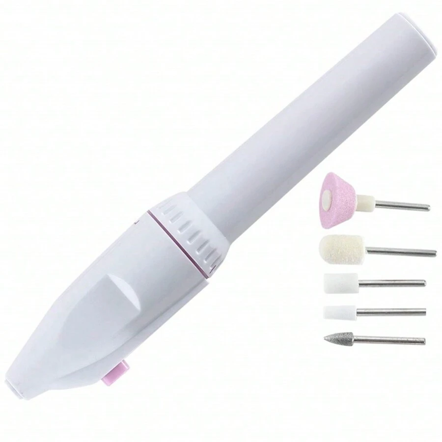 Manicure Professional Electric Nail Cutter Nail File Set Pedicure with 5 Grinding Heads - Pink - View 1