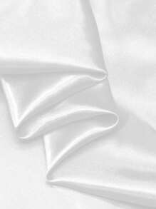1入組白色緞面仿真絲布料,可用於服裝diy、桌布、婚禮裝飾材料 - 白色 - 查看 2