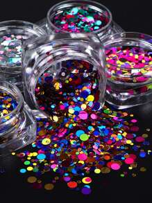 7件套闪亮彩色泡泡美甲亮片全息闪光圆形指甲饰凝胶指甲油法式美甲装饰 - 彩色 - 查看 9