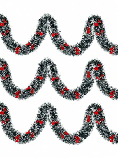 1 pezzo di decorazione natalizia con paillettes e 12 fiocchi, ghirlanda di paillettes verde scuro e bianca per decorazioni natalizie