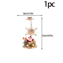 1pc Iron Golden Deer Snowflake & Five-pointed Star Design Candlestick For Christmas Window, Table Decoration - Multicolor - View 2