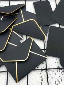 5pcs/10pcs Vip Membership Envelope Set Including Membership Card Envelope, Greeting Card Envelope, Miniature Bank Card Envelope, Passport Stamp Style Envelope For Id Card Storage, Matte Black Membership Card - Black - View 2