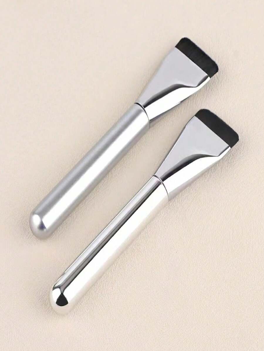 Wakemake粉底刷，单色扁平刷头，打造无瑕底妆，化妆刷套装，化妆刷套装，化妆刷组合，全套化妆刷，化妆刷套装，全套化妆工具，化妆刷套装，化妆刷套装，化妆礼盒套装 - 銀色 - 查看 1