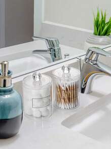 1pc Acrylic Storage Container For Balls, Swabs, Rounds, Floss & 10oz Plastic Jars Set, For Bathroom Vanity Storage & Toiletry Organizer - Clear - View 4