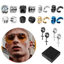 10 Par Piercing Falsos Aretes Acero Inoxidable Para Hombre - Multicolor - Ver 4